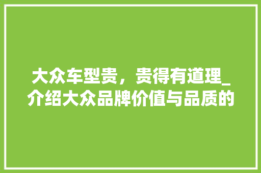 大众车型贵，贵得有道理_介绍大众品牌价值与品质的完美结合