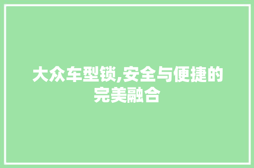 大众车型锁,安全与便捷的完美融合