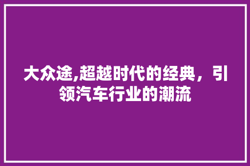 大众途,超越时代的经典，引领汽车行业的潮流 汽车配件