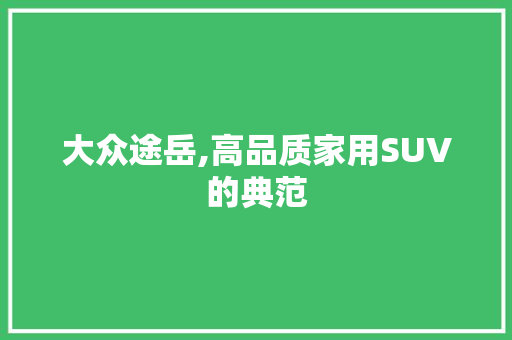 大众途岳,高品质家用SUV的典范 车身配件