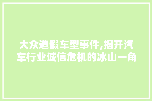 大众造假车型事件,揭开汽车行业诚信危机的冰山一角