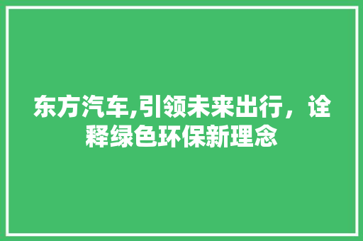 东方汽车,引领未来出行，诠释绿色环保新理念