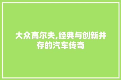大众高尔夫,经典与创新并存的汽车传奇
