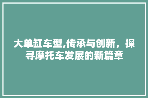 大单缸车型,传承与创新，探寻摩托车发展的新篇章