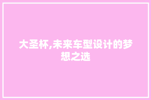 大圣杯,未来车型设计的梦想之选