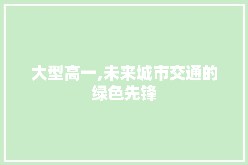 大型高一,未来城市交通的绿色先锋