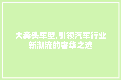 大奔头车型,引领汽车行业新潮流的奢华之选