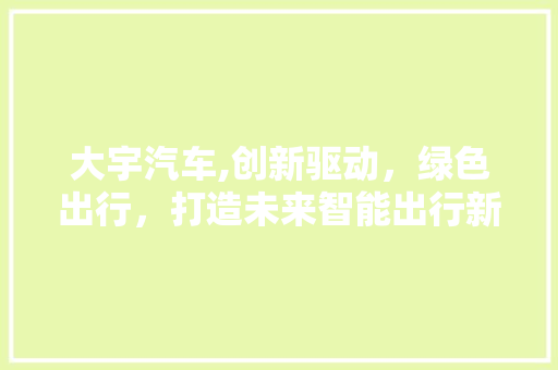 大宇汽车,创新驱动，绿色出行，打造未来智能出行新生态