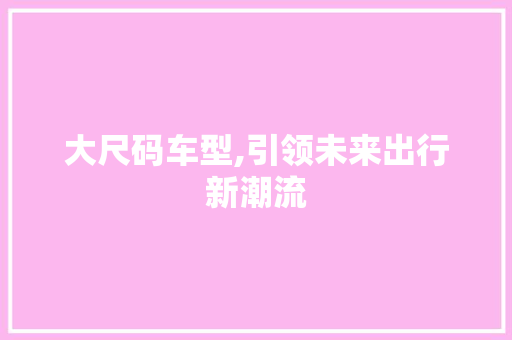 大尺码车型,引领未来出行新潮流