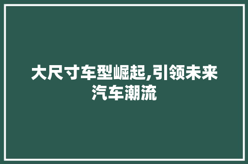 大尺寸车型崛起,引领未来汽车潮流