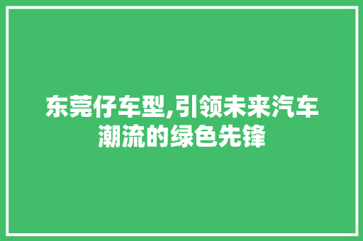 东莞仔车型,引领未来汽车潮流的绿色先锋