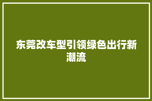 东莞改车型引领绿色出行新潮流