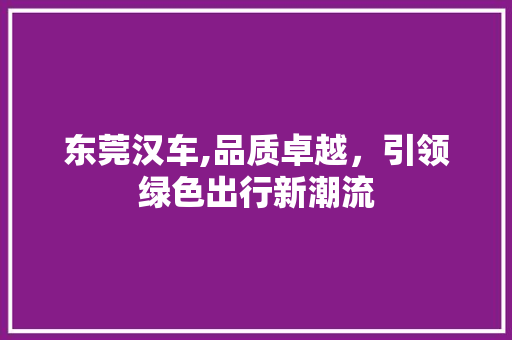 东莞汉车,品质卓越，引领绿色出行新潮流