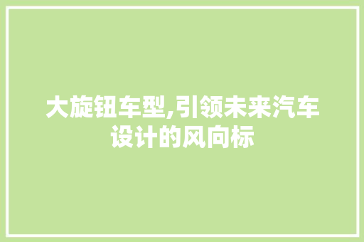 大旋钮车型,引领未来汽车设计的风向标