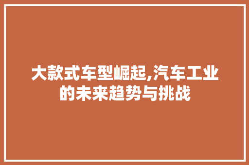 大款式车型崛起,汽车工业的未来趋势与挑战