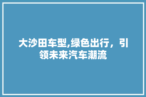 大沙田车型,绿色出行，引领未来汽车潮流