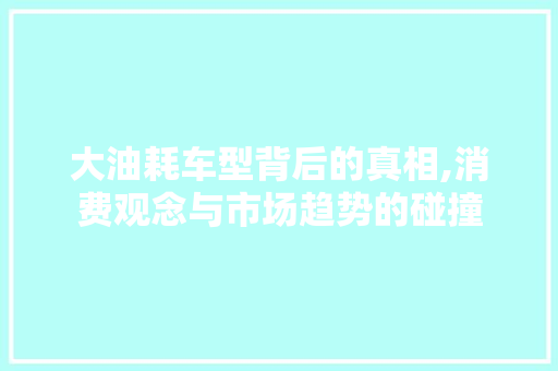 大油耗车型背后的真相,消费观念与市场趋势的碰撞