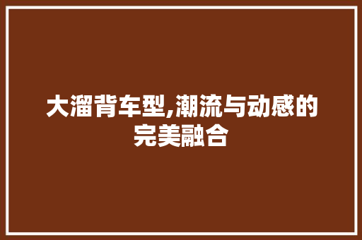 大溜背车型,潮流与动感的完美融合