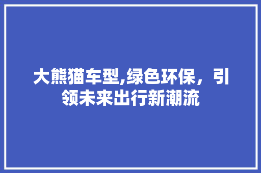 大熊猫车型,绿色环保，引领未来出行新潮流