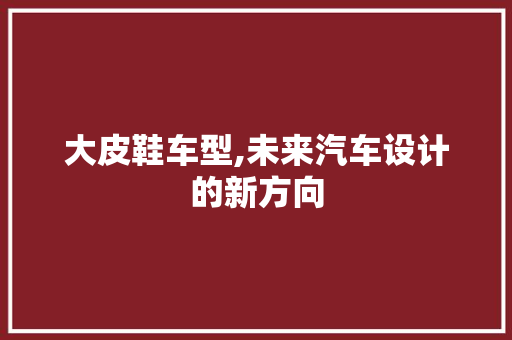 大皮鞋车型,未来汽车设计的新方向