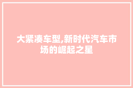 大紧凑车型,新时代汽车市场的崛起之星