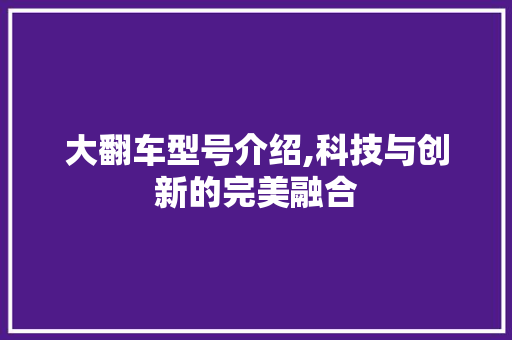 大翻车型号介绍,科技与创新的完美融合