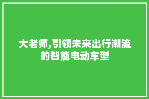 大老师,引领未来出行潮流的智能电动车型 底盘配件