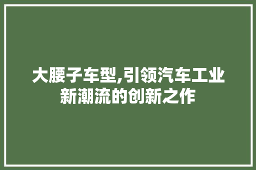 大腰子车型,引领汽车工业新潮流的创新之作