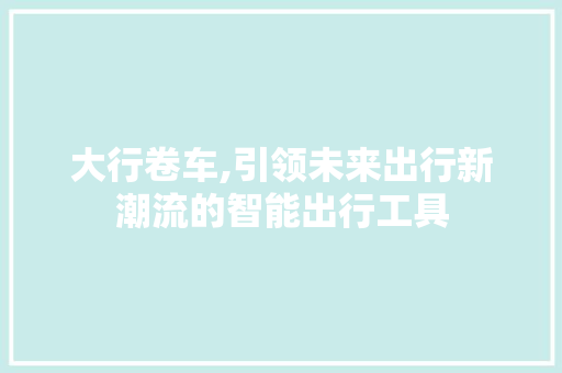 大行卷车,引领未来出行新潮流的智能出行工具
