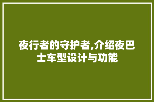 夜行者的守护者,介绍夜巴士车型设计与功能