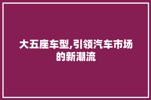 大五座车型,引领汽车市场的新潮流