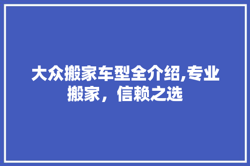 大众搬家车型全介绍,专业搬家，信赖之选