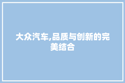 大众汽车,品质与创新的完美结合