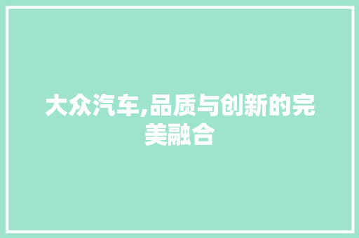 大众汽车,品质与创新的完美融合