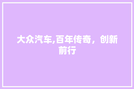 大众汽车,百年传奇，创新前行