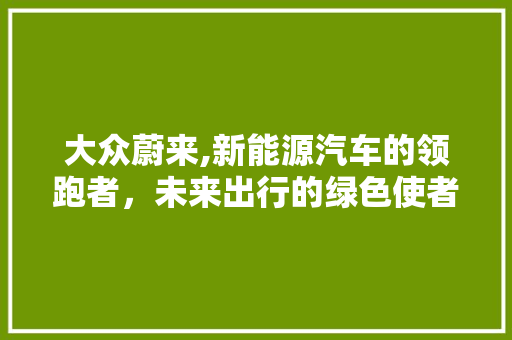 大众蔚来,新能源汽车的领跑者，未来出行的绿色使者