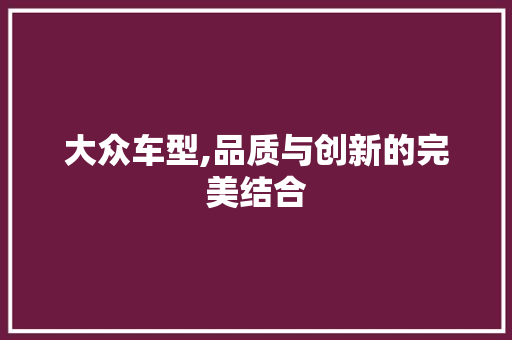 大众车型,品质与创新的完美结合