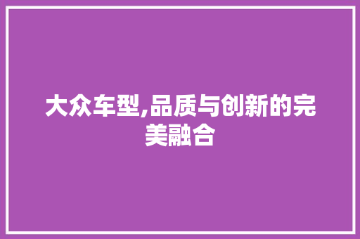 大众车型,品质与创新的完美融合