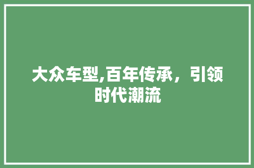 大众车型,百年传承，引领时代潮流