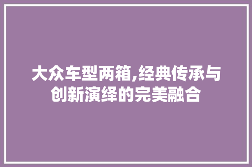 大众车型两箱,经典传承与创新演绎的完美融合