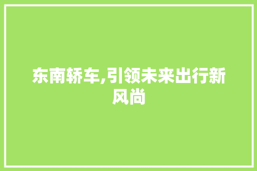 东南轿车,引领未来出行新风尚