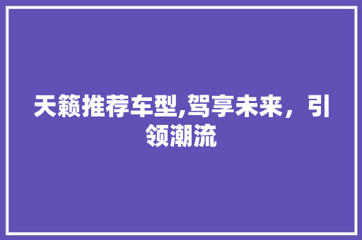 天籁推荐车型,驾享未来，引领潮流