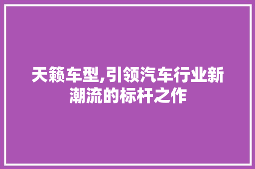 天籁车型,引领汽车行业新潮流的标杆之作