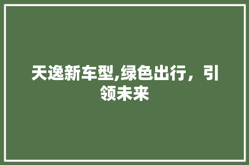 天逸新车型,绿色出行，引领未来