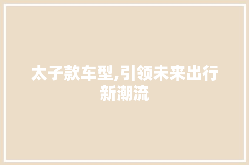 太子款车型,引领未来出行新潮流
