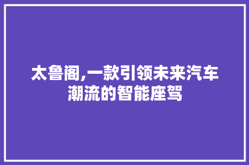 太鲁阁,一款引领未来汽车潮流的智能座驾