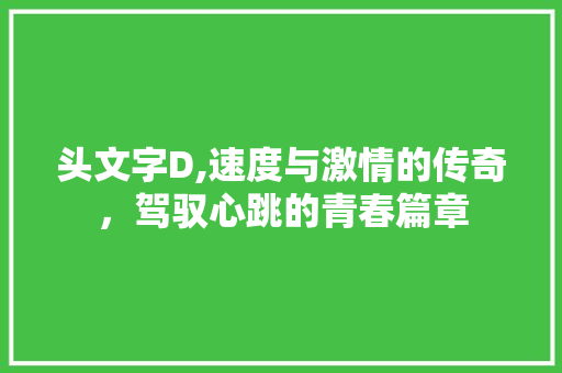头文字D,速度与激情的传奇，驾驭心跳的青春篇章