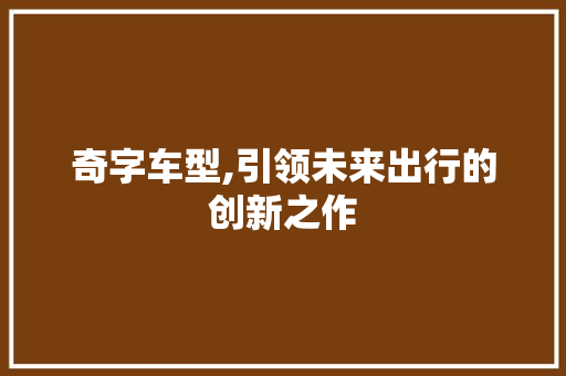 奇字车型,引领未来出行的创新之作