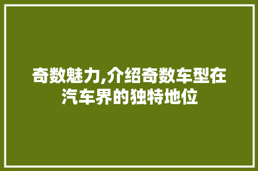 奇数魅力,介绍奇数车型在汽车界的独特地位