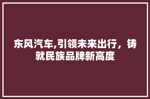 东风汽车,引领未来出行，铸就民族品牌新高度
